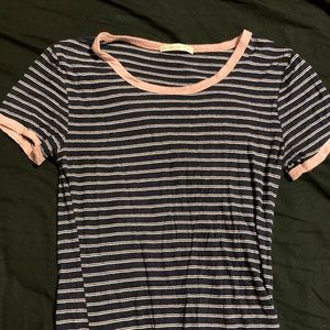 Navy blue, white and pink strip shirt